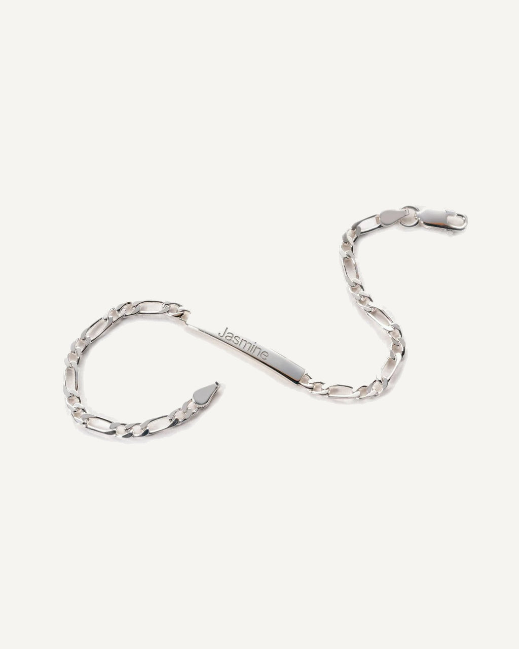 Custom Engraved Sterling Silver Figaro Link ID Bracelet