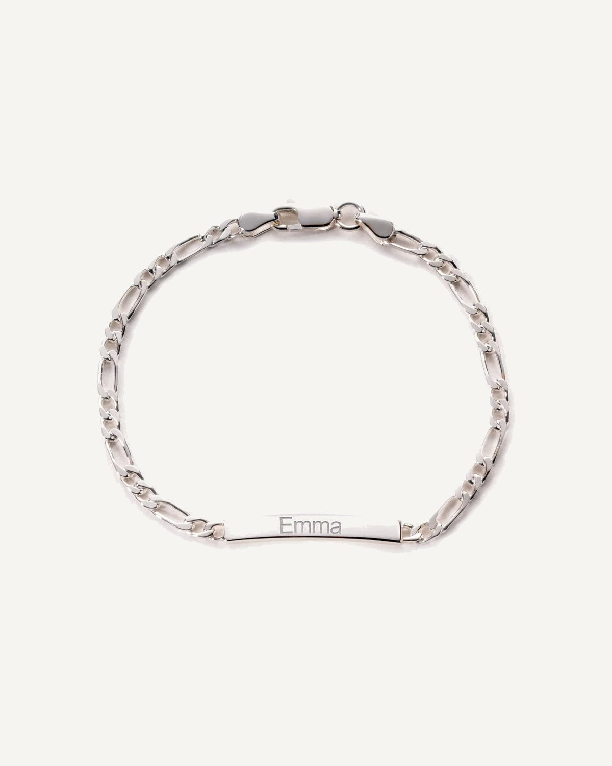 Custom Engraved Sterling Silver Figaro Link ID Bracelet