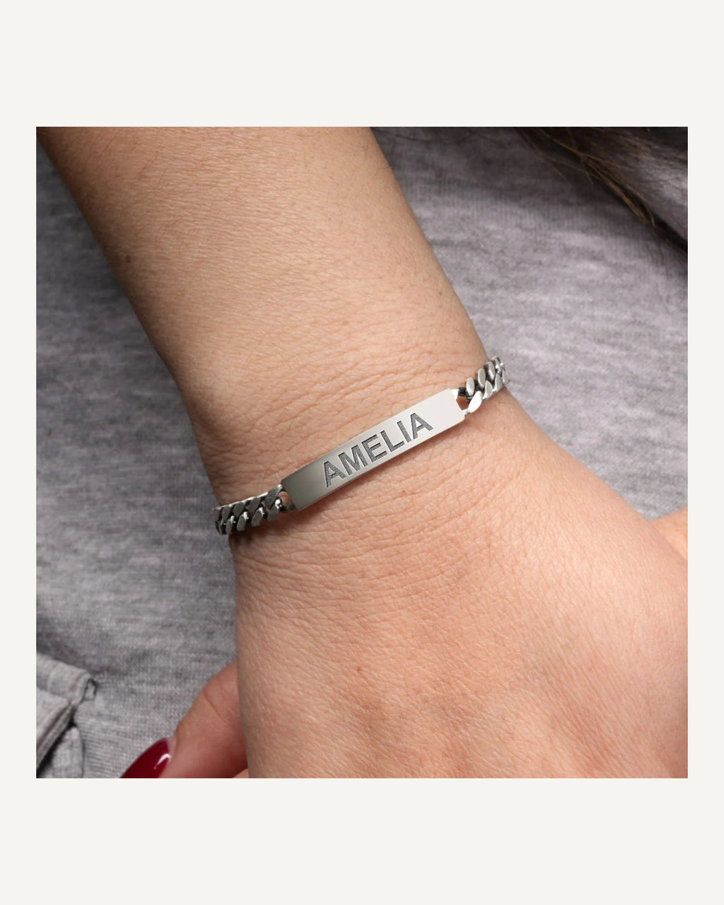 Custom Engraved Sterling Silver Curb Link ID Bracelet