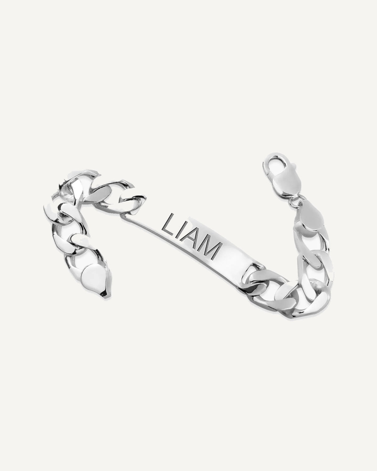 Custom Engraved Sterling Silver Men's Curb Link ID Bracelet