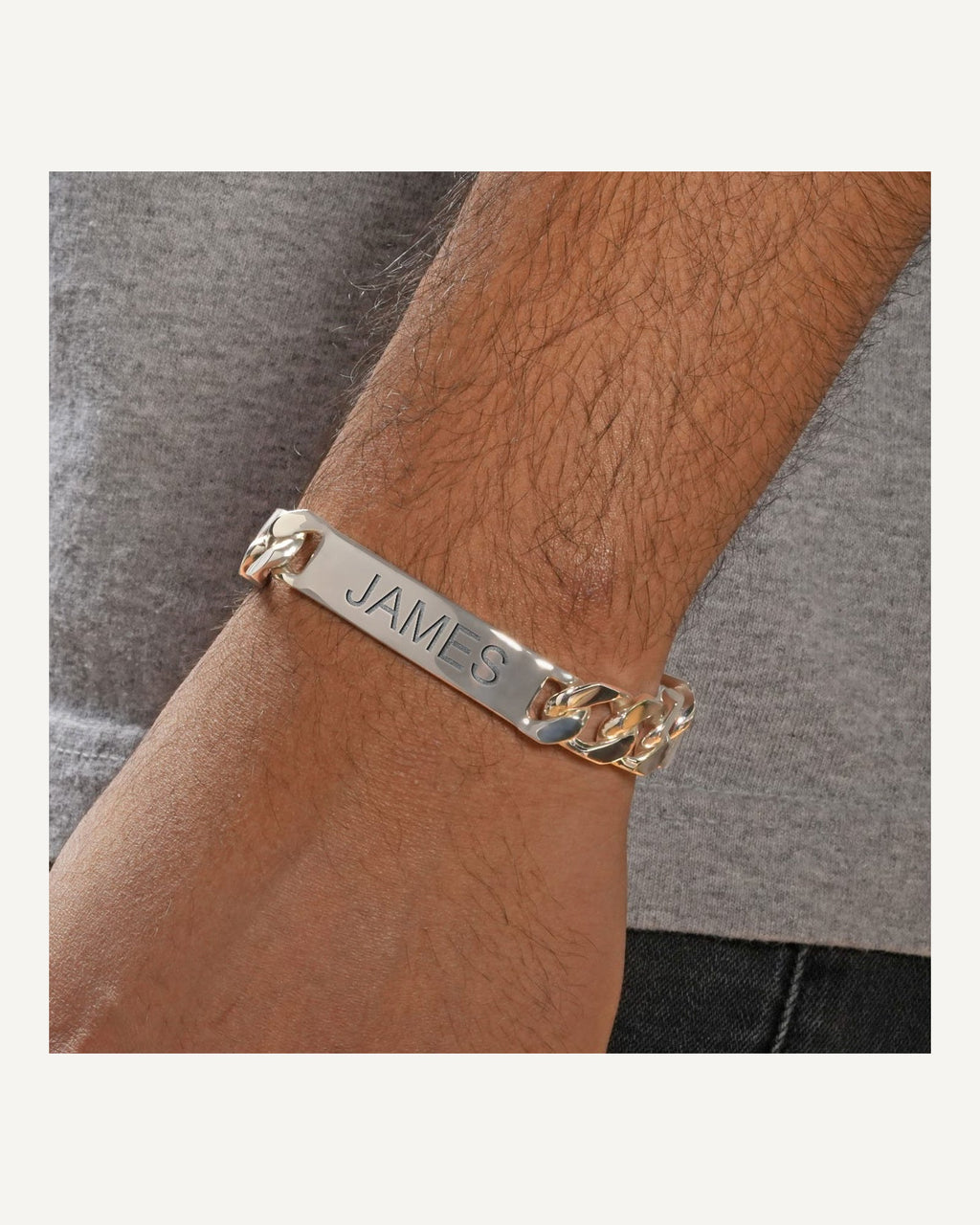 Custom Engraved Sterling Silver Men's Curb Link ID Bracelet