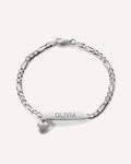 Custom Engraved Sterling Silver Women's Heart Charm ID Bracelet