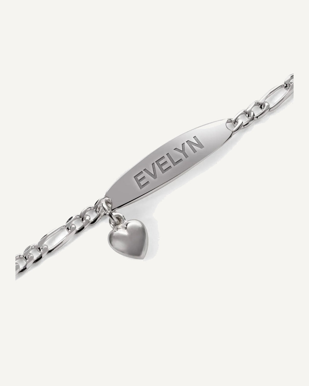 Custom Engraved Sterling Silver Women's Heart Charm ID Bracelet