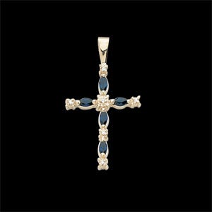 CROSS PENDANT W/SAPPHIRE AND DIAMONDS, s.R41009S