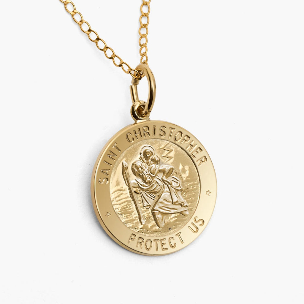 14K White Gold Saint Christopher Religious Medal