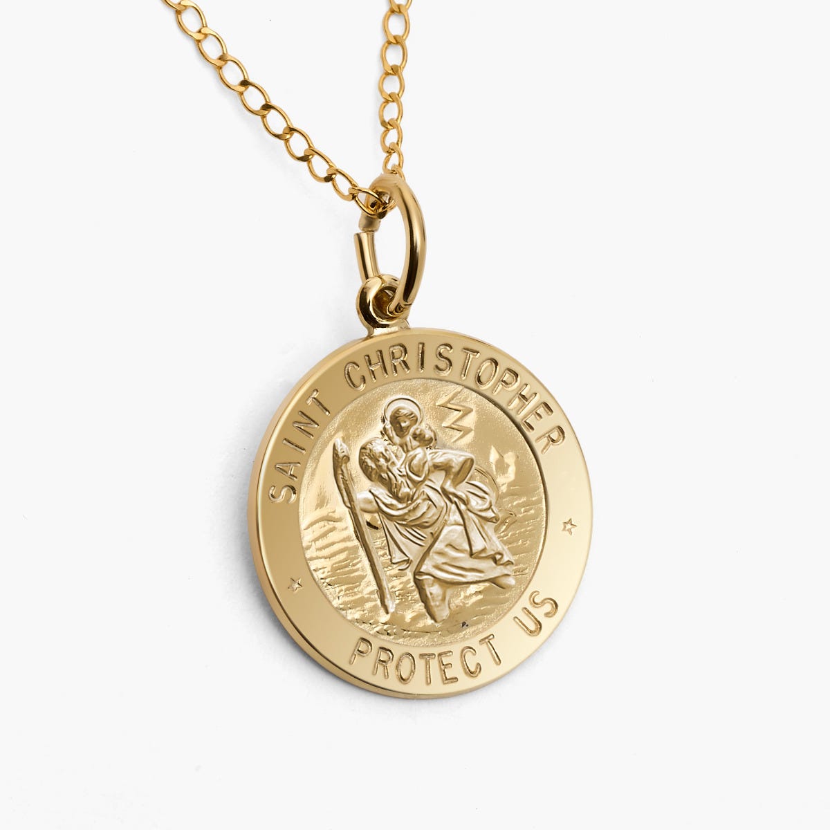 14K White Gold Saint Christopher Religious Medal