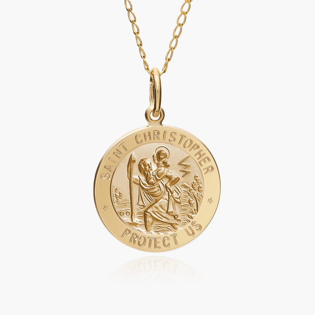 14K White Gold Saint Christopher Religious Medal