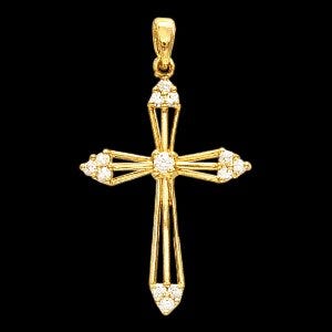 CROSS PENDANT W/DIAMOND AND RU, s.R80074R