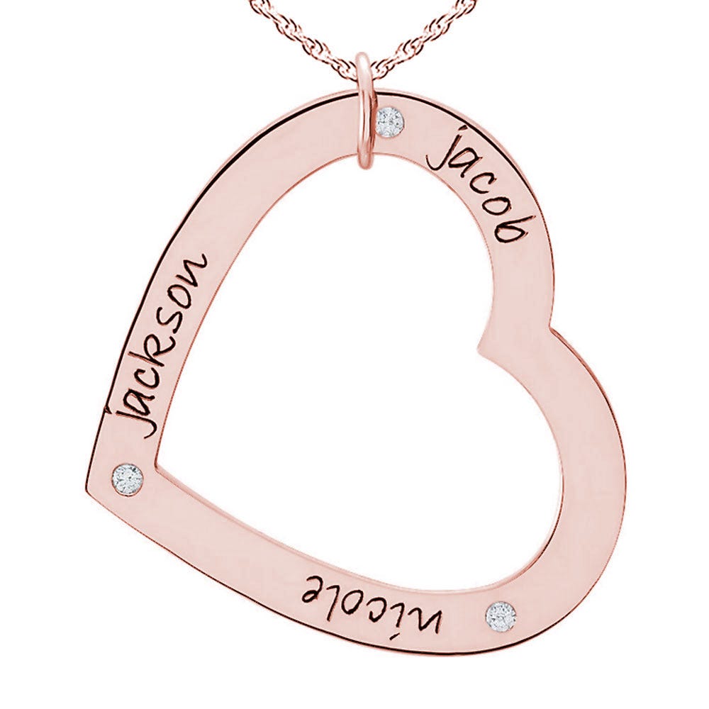 Personalized Three Birthstones Large Heart Pendant