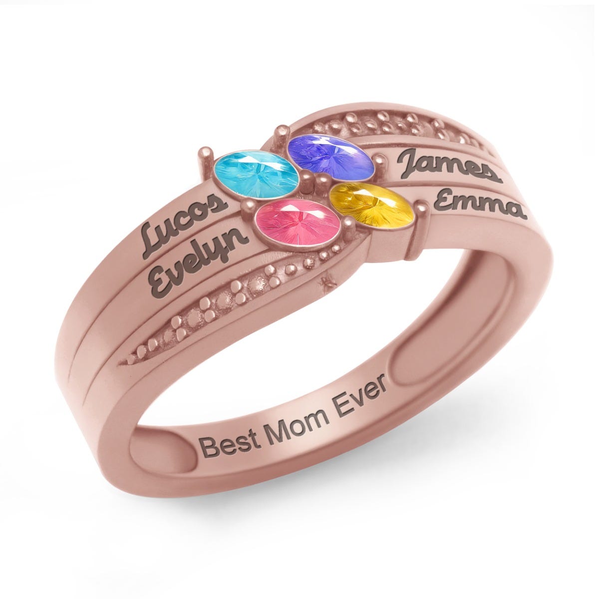 4 Stone and Name Marquise with Illusion Design