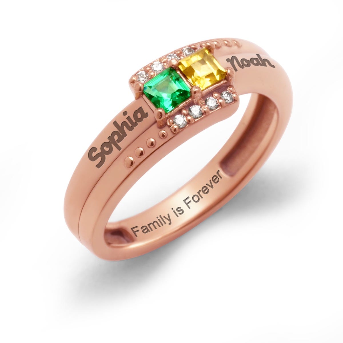 Accented Mother's Ring with Princess Cut Gemstones