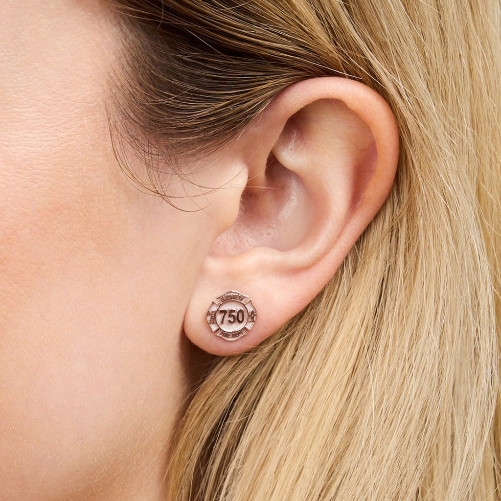 Personalized Fire Badge Earrings with Your Number & Department