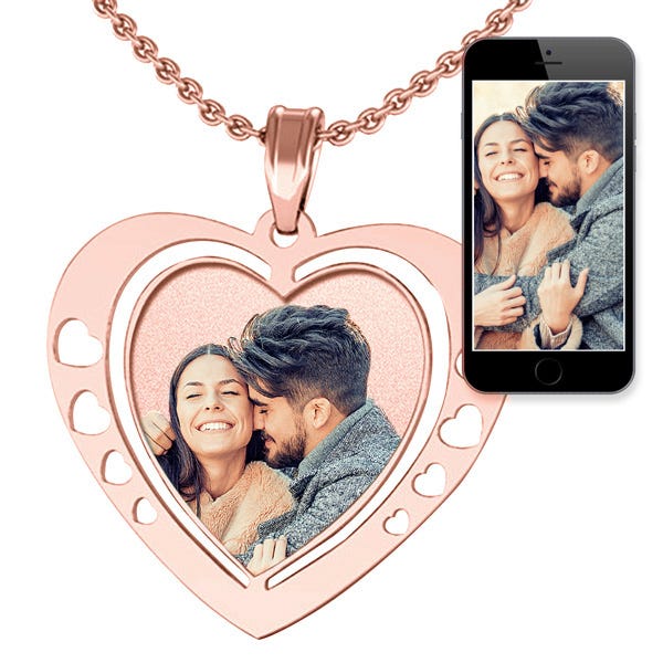 Heart Photo Pendant/Charm w/ Heart Cut Outs