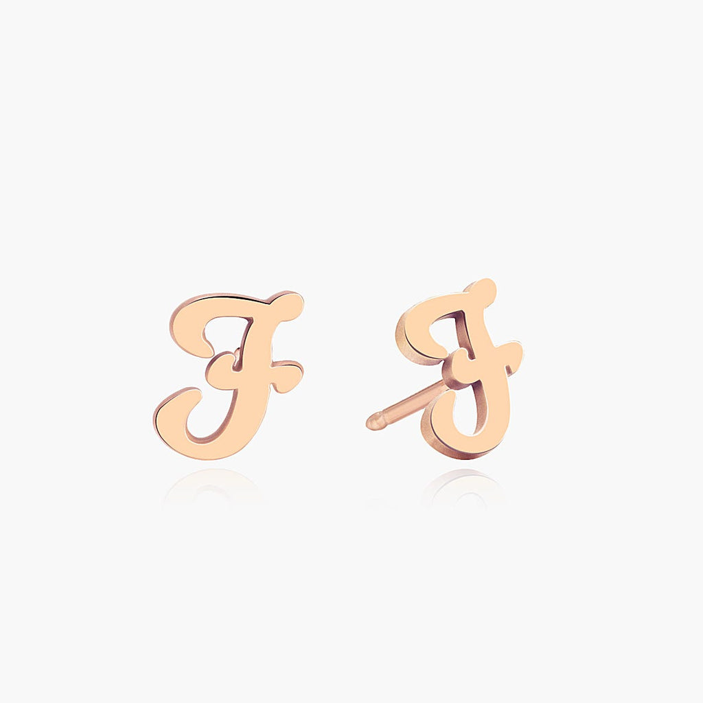 Pair of Initial Script Stud Earrings