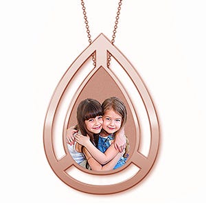 Photo Engraved Floating Teardrop Pendant