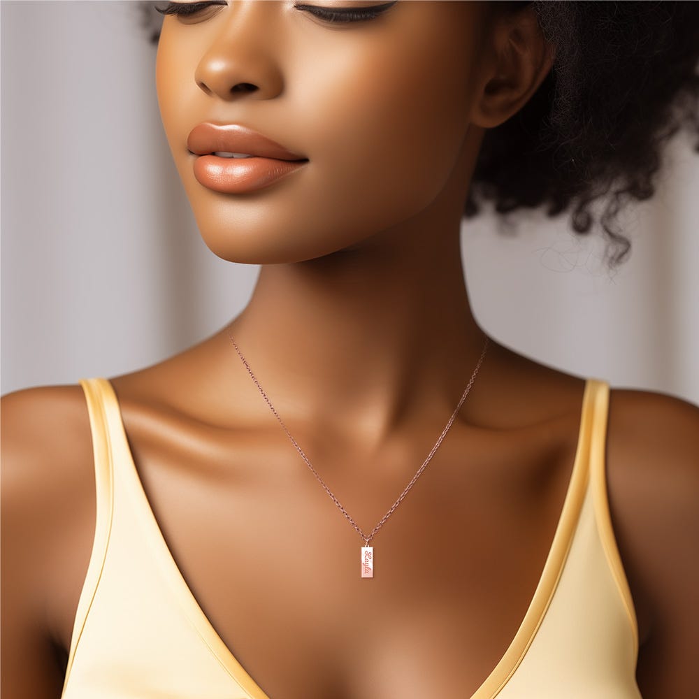 Dainty Name Tag Necklace with Box Chain