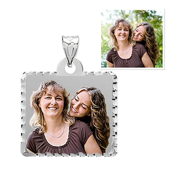 Square Pendant with Diamond Cut Edge Photo Pendant Charm