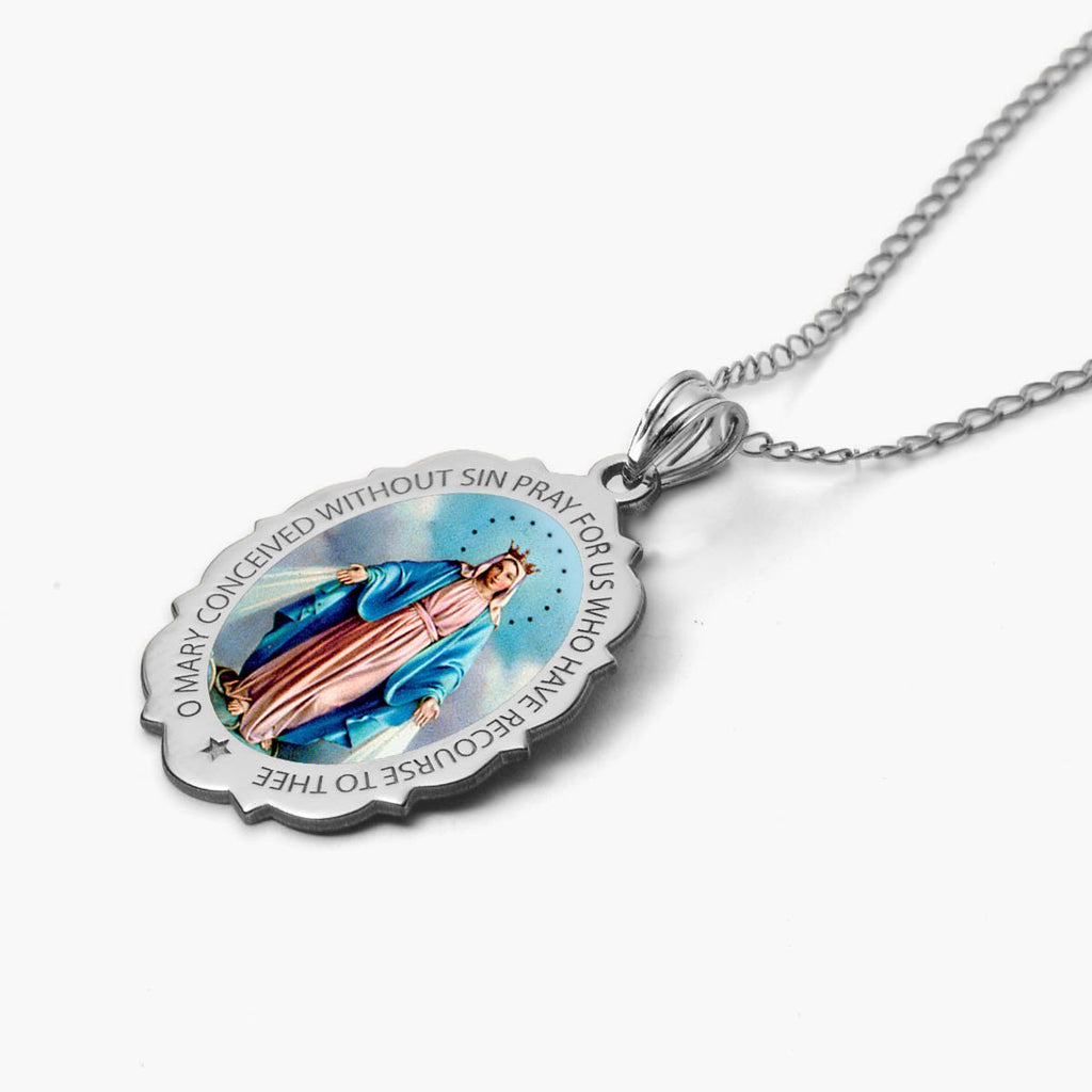 Miraculous Medal Scalloped Oval Color "EXCLUSIVE"