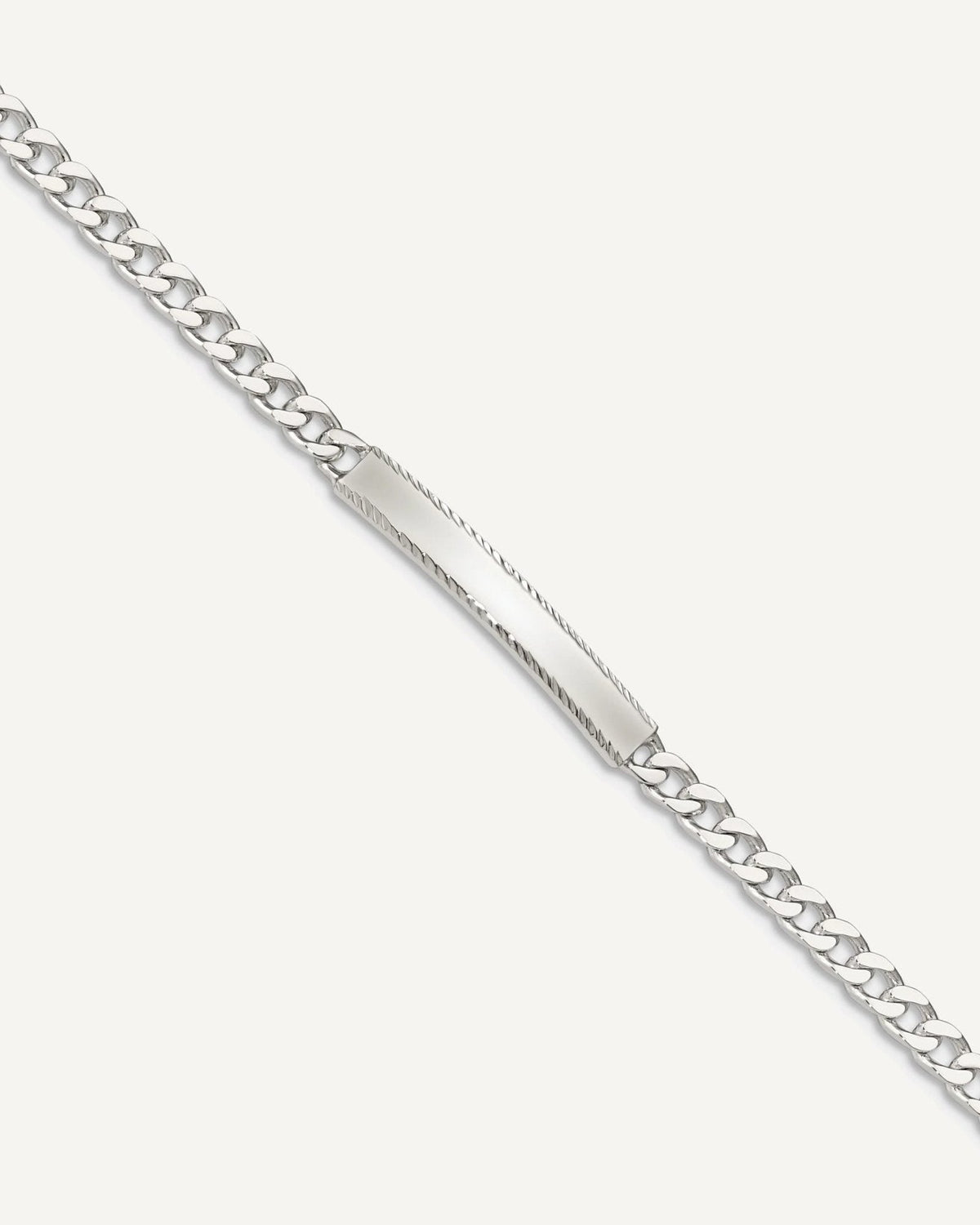 Custom Engraved Sterling Silver Diamond Cut Antiqued Curb Link ID Bracelet