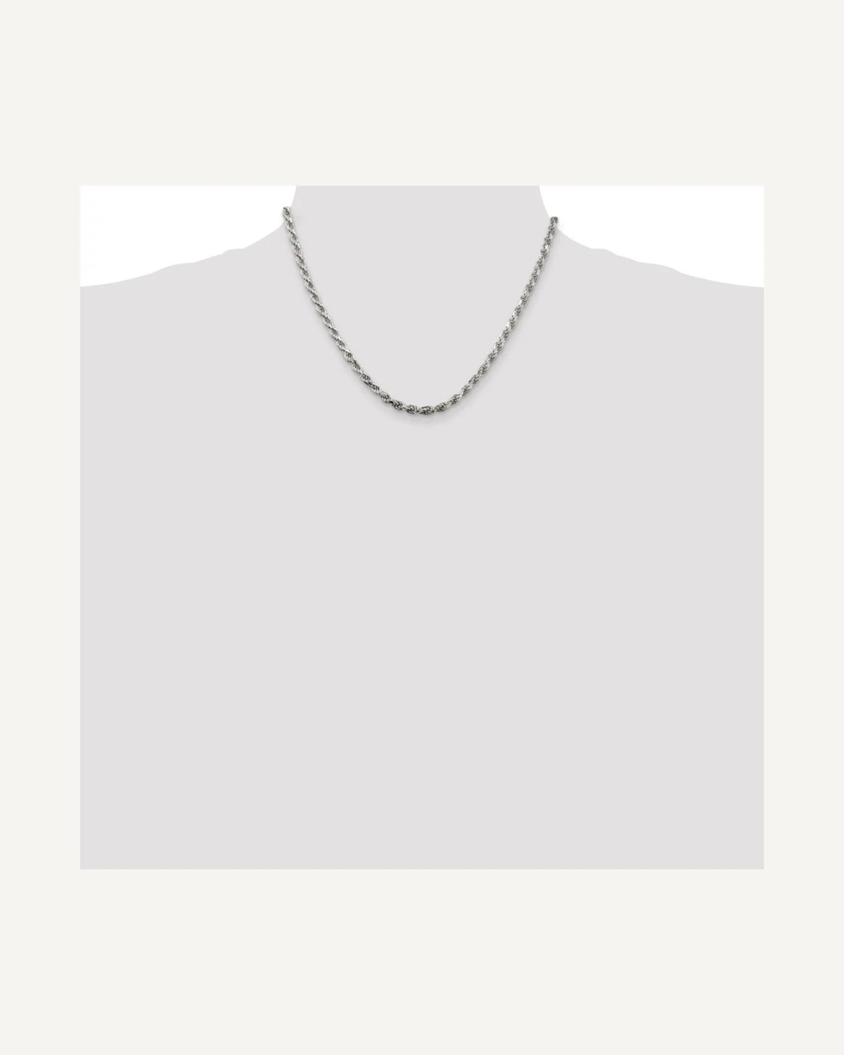 Former on-model view — Sterling Silver Diamond Cut Rope Chain 3.50 MM Thick