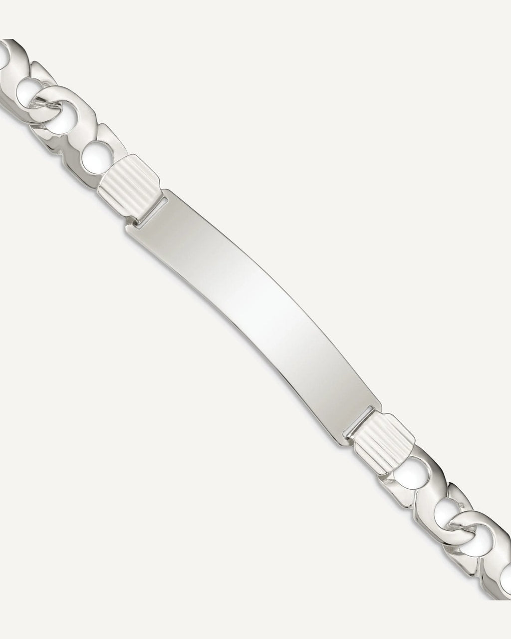 Custom Engraved Sterling Silver Men's Fancy Link ID Bracelet