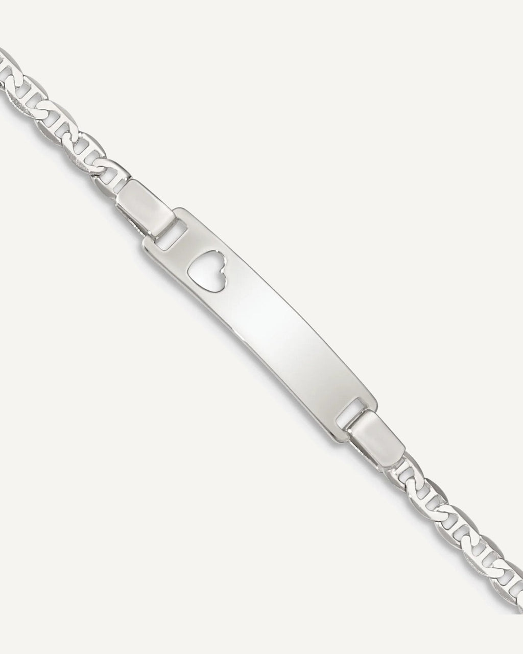 Custom Engraved Sterling Silver Children's Heart Cutout ID Bracelet