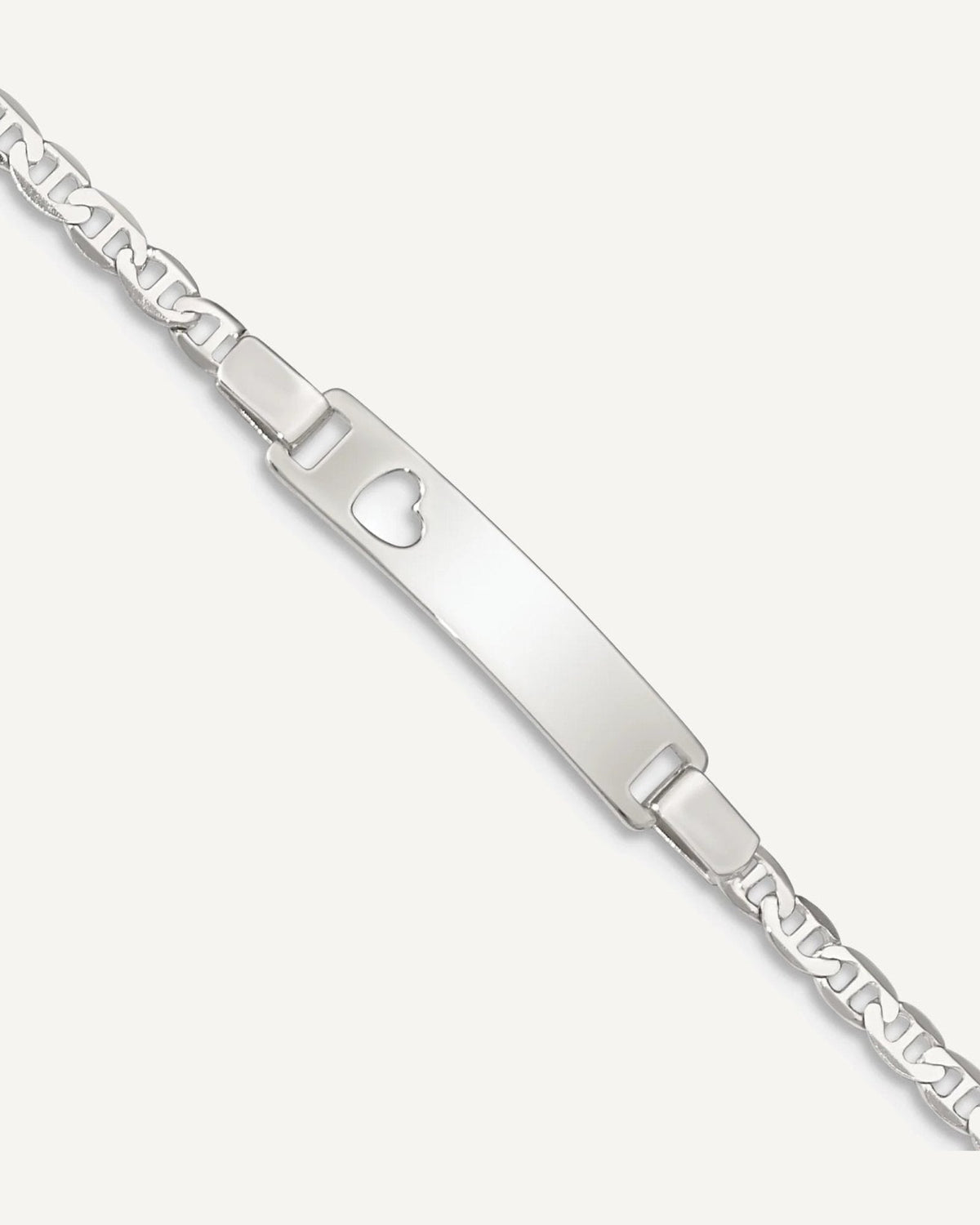 Custom Engraved Sterling Silver Children's Heart Cutout ID Bracelet