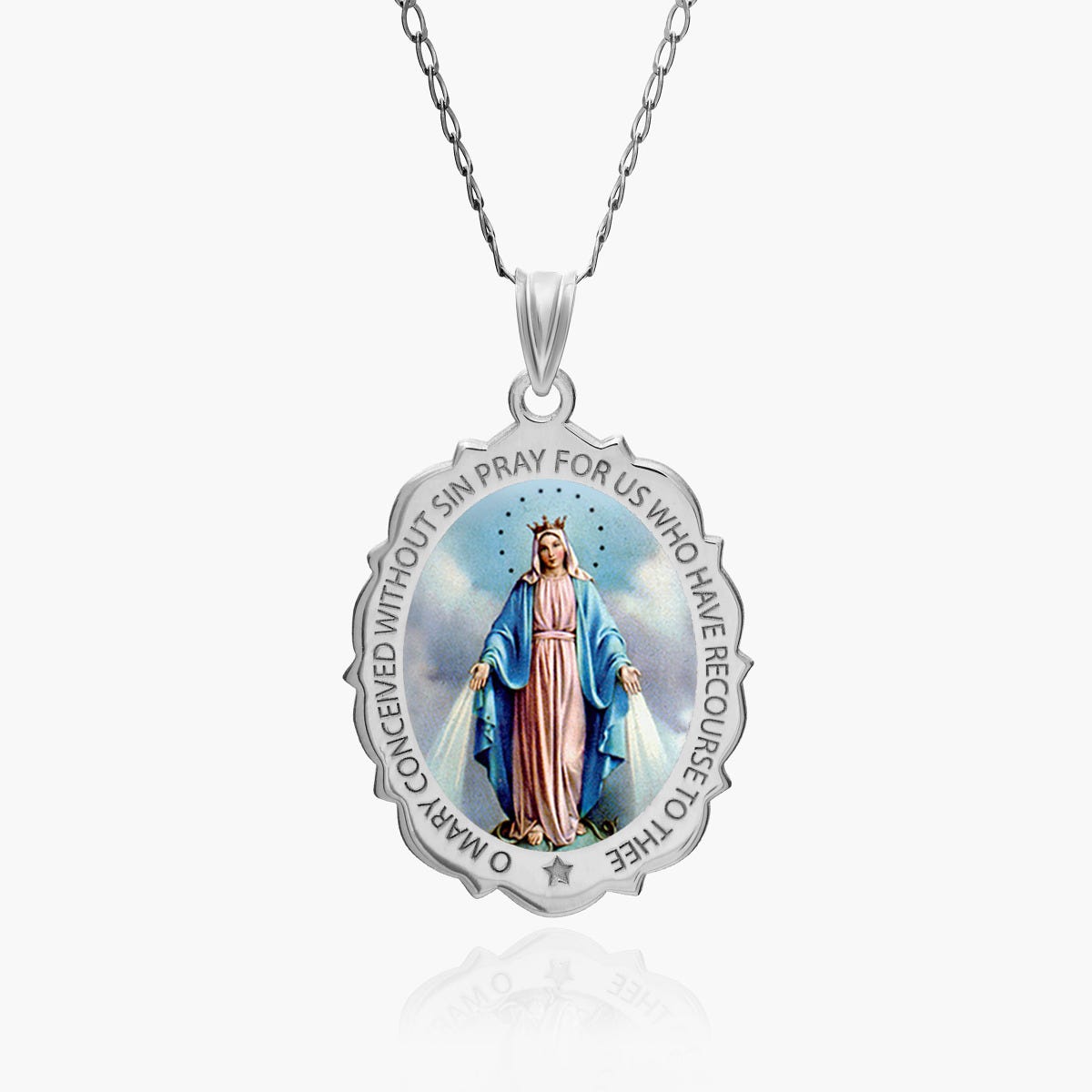 Miraculous Medal Scalloped Oval Color "EXCLUSIVE"