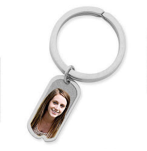 Photo Engraved Dog Tag Key Chain