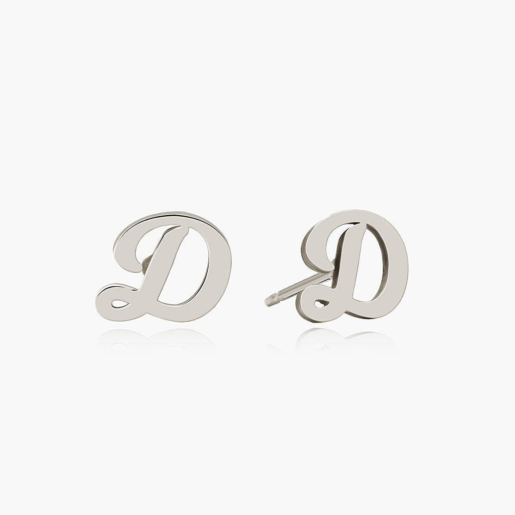 Pair of Initial Script Stud Earrings