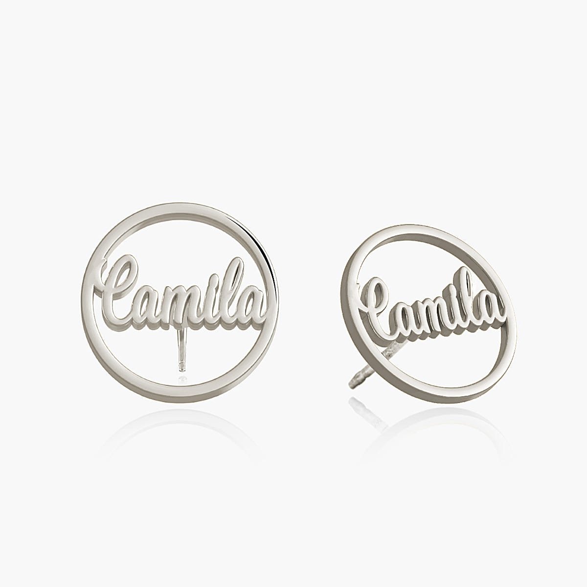 Circle Name Script Earrings