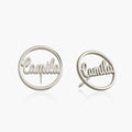 Circle Name Script Earrings