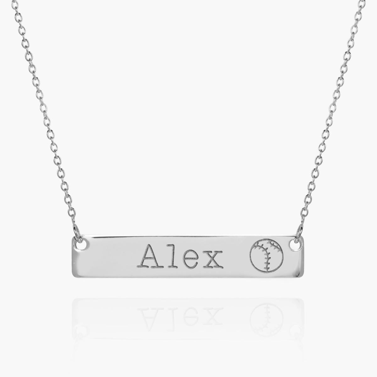 Personalized Horizontal Softball Name Bar w/ Adjustable Chain