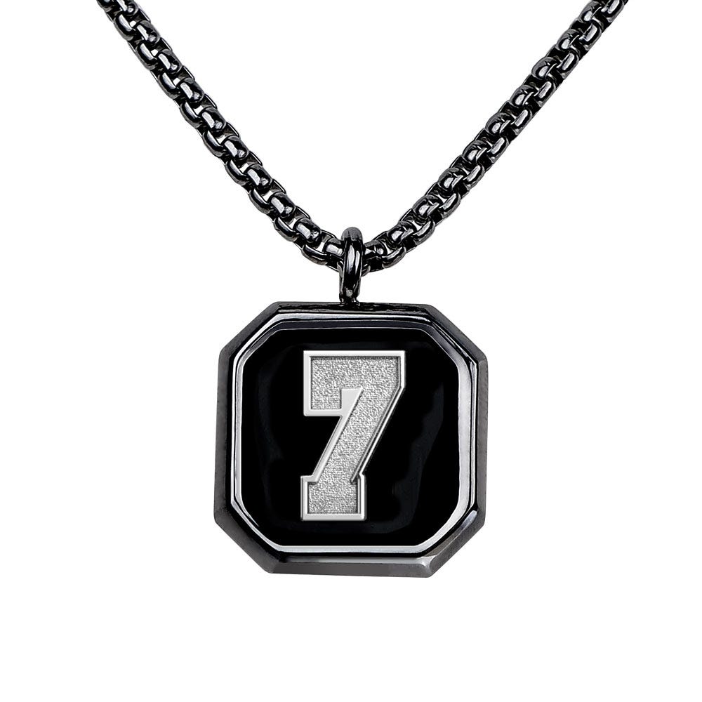 Square Shaped Number Necklace with Black Enamel