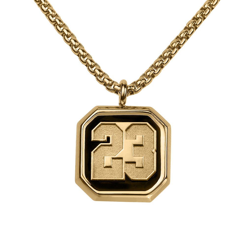 Square Shaped Number Necklace with Black Enamel