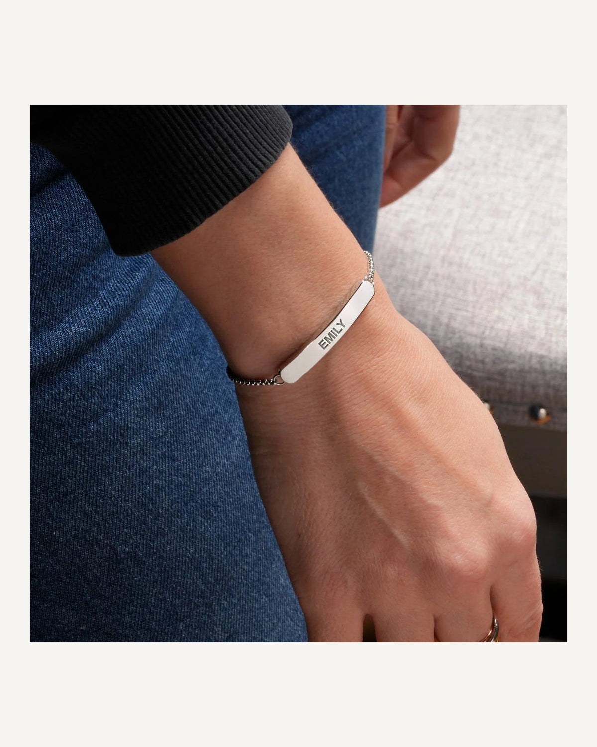Custom Engraved Sterling Silver Curb Link ID Bracelet