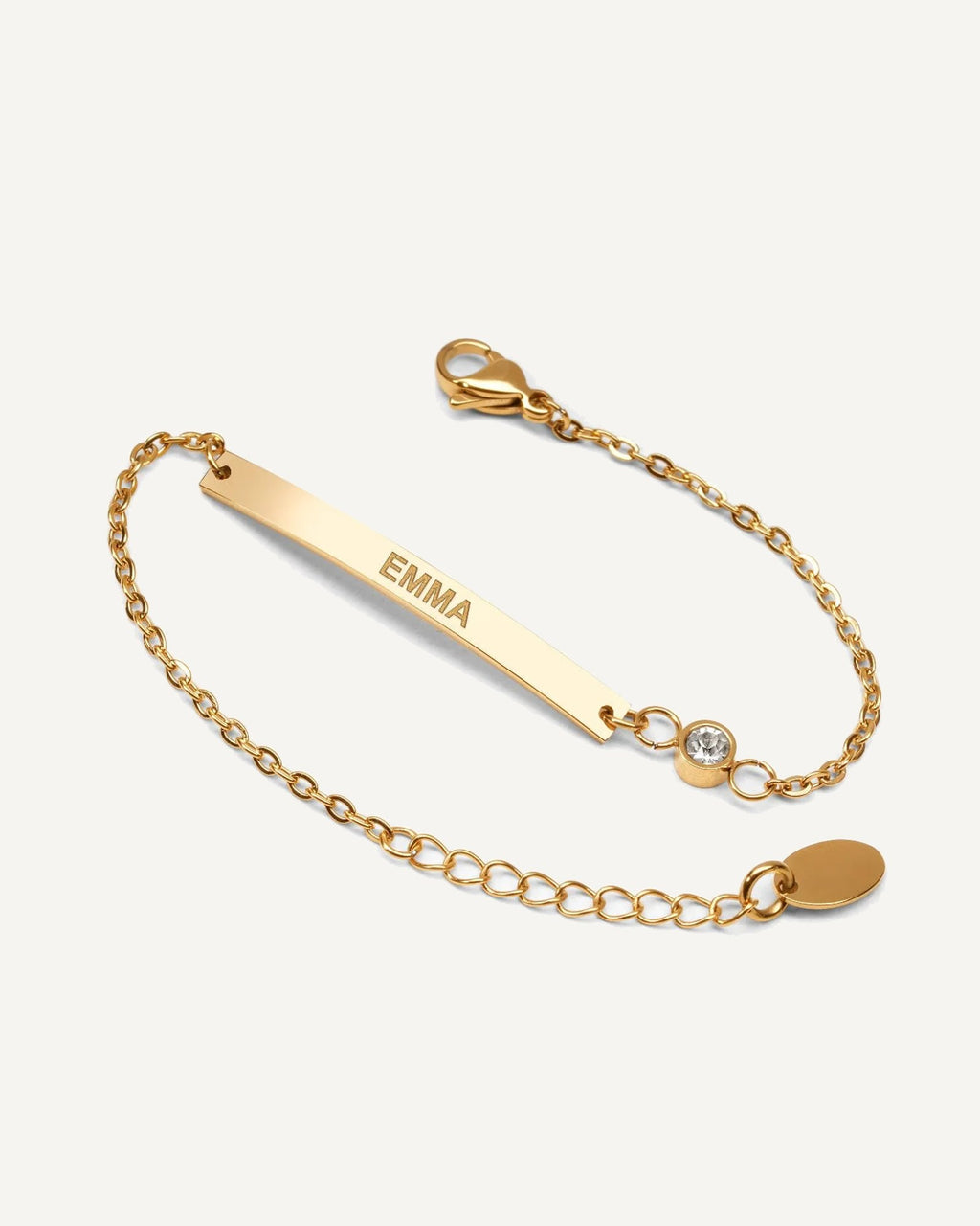 Custom Engraved 14k Gold Women's Anchor Link ID Bracelet with Diamond