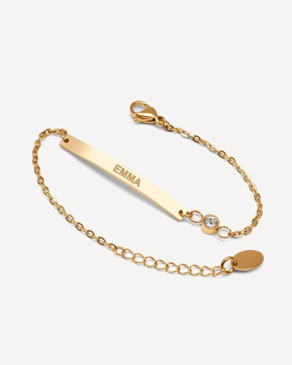 Custom Engraved 14k Gold Women's Anchor Link ID Bracelet with Diamond