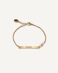 Custom Engraved 14k Gold Women's Anchor Link ID Bracelet with Diamond