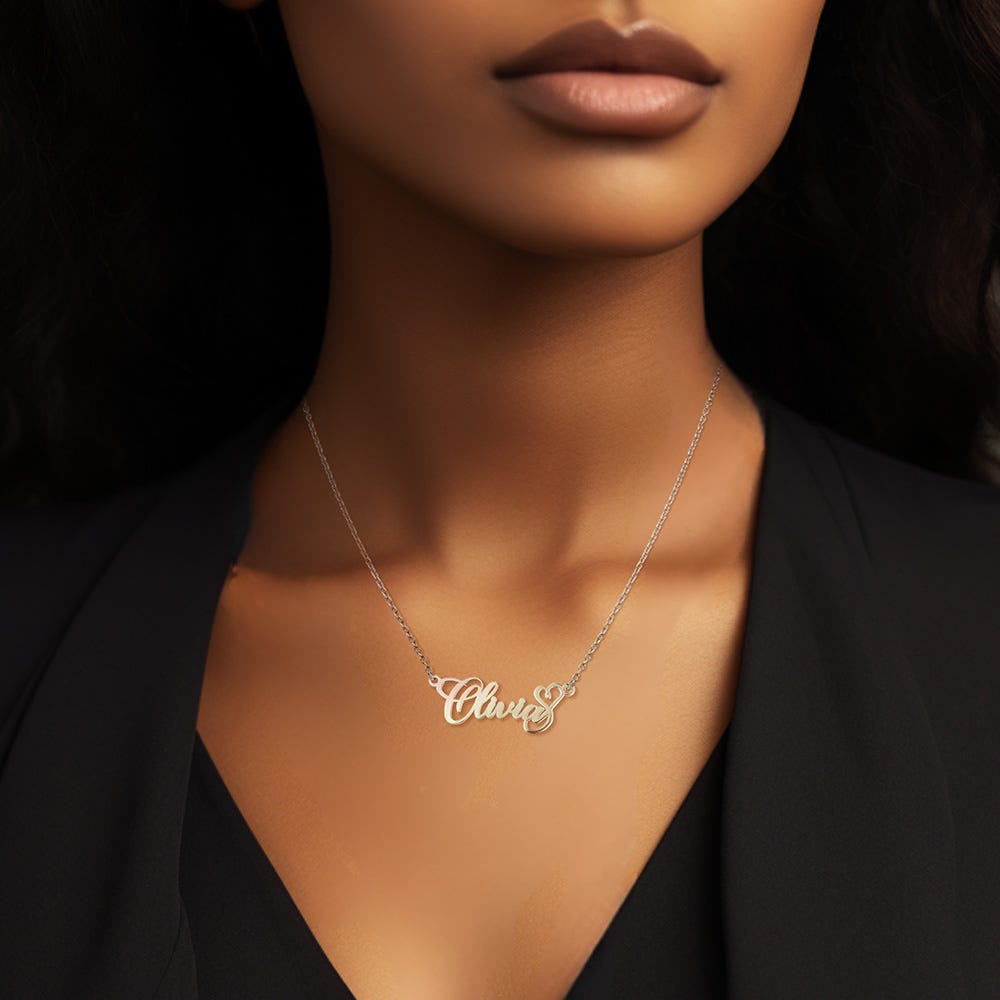 Name Necklace with Swirl Heart