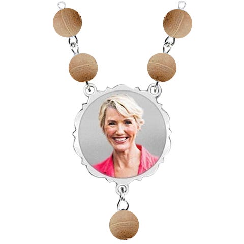 Sterling Silver Scalloped Round Rosary Bead Necklace