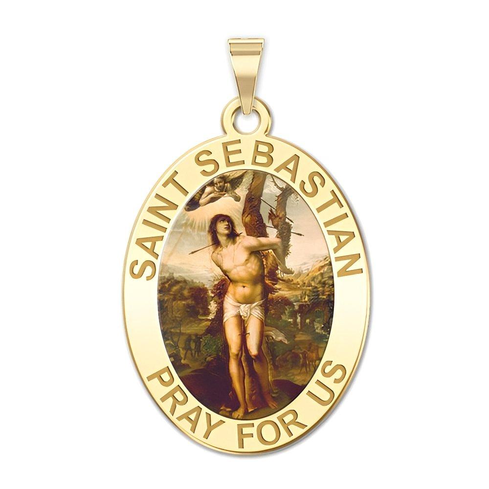 Saint Sebastian - Oval Religious Medal Color