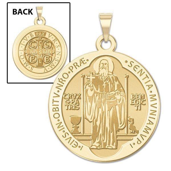 Saint Benedict Round Religious Medal "EXCLUSIVE"