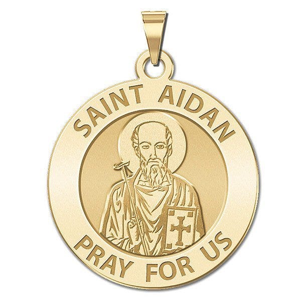 Saint Aidan Round Religious Medal "EXCLUSIVE"