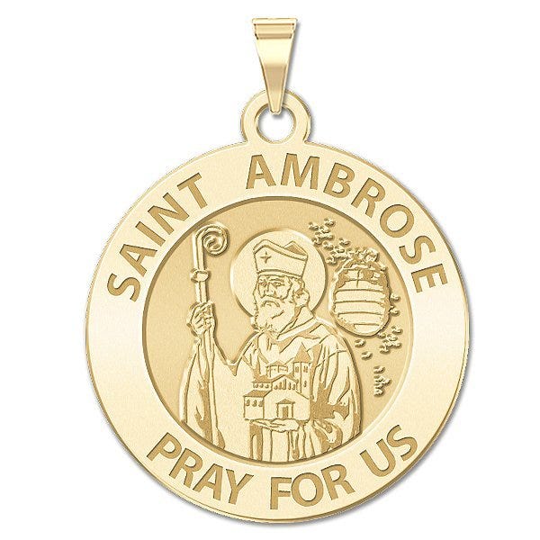 Saint Ambrose Round Religious Medal "EXCLUSIVE"