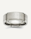 Stainless Steel Beveled Edge 8mm Brushed and Polished  Wedding Band