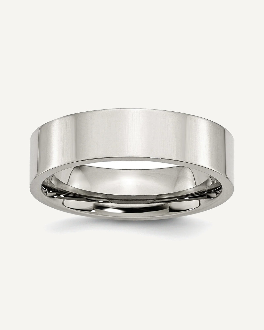 Stainless Steel Flat 6mm Polished Wedding Band
