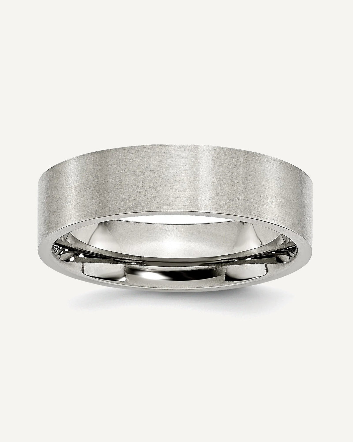 Stainless Steel Flat 6mm Brushed Wedding Band