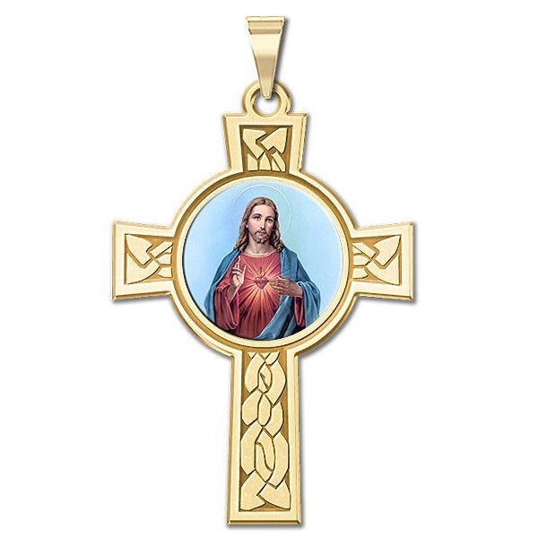 Sacred Heart of Jesus Cross Religious Medal "Color EXCLUSIVE"