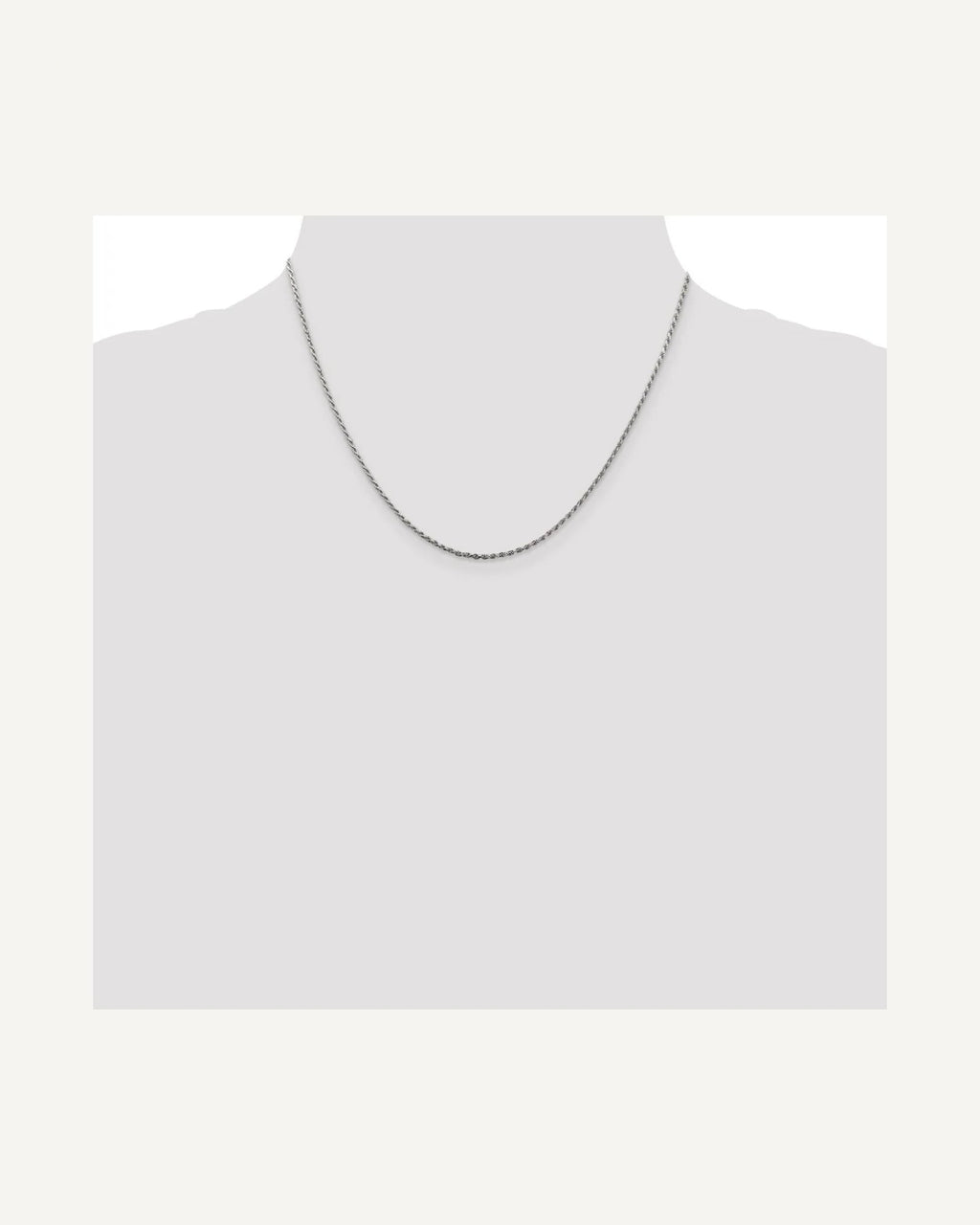 Former on-model view — Sterling Silver 1.5mm Diamond Cut Rope Chain